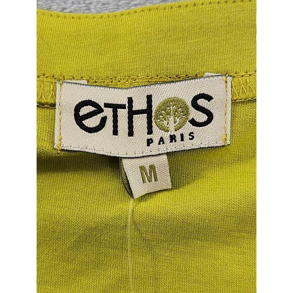 NEW Ethos Paris Tornado Long Sleeve Top Size M Green Scoop Neck Organic Cotton - Picture 5 of 10